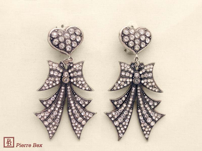 Pierre Bex Art-Deco large earclips with rhinestones 45255-02