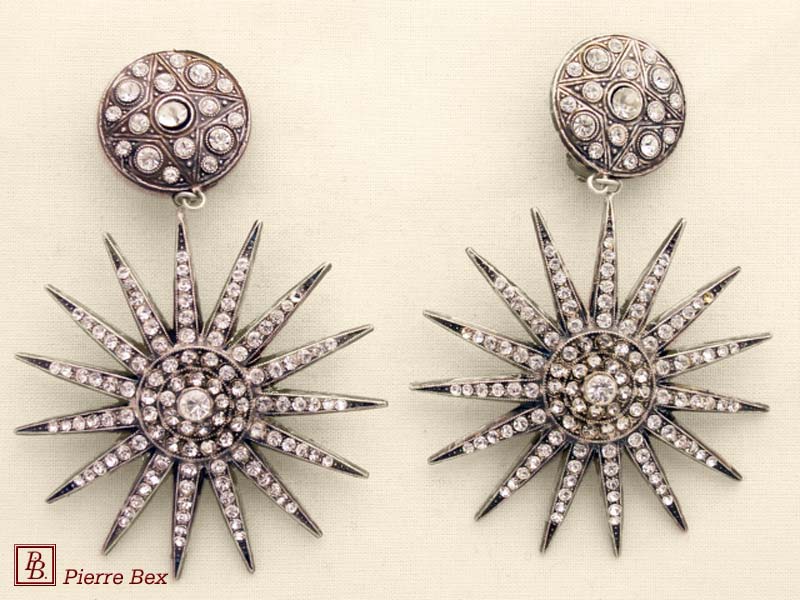Pierre Bex Art-Deco large earclips with rhinestones 45255-08