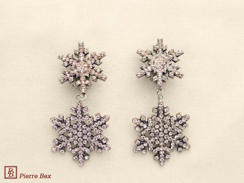 Pierre Bex Art-Deco large earclips with rhinestones 45255-09