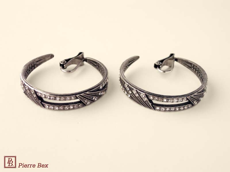 Pierre Bex Art-Deco creoles earclips rhinestones 45295-01