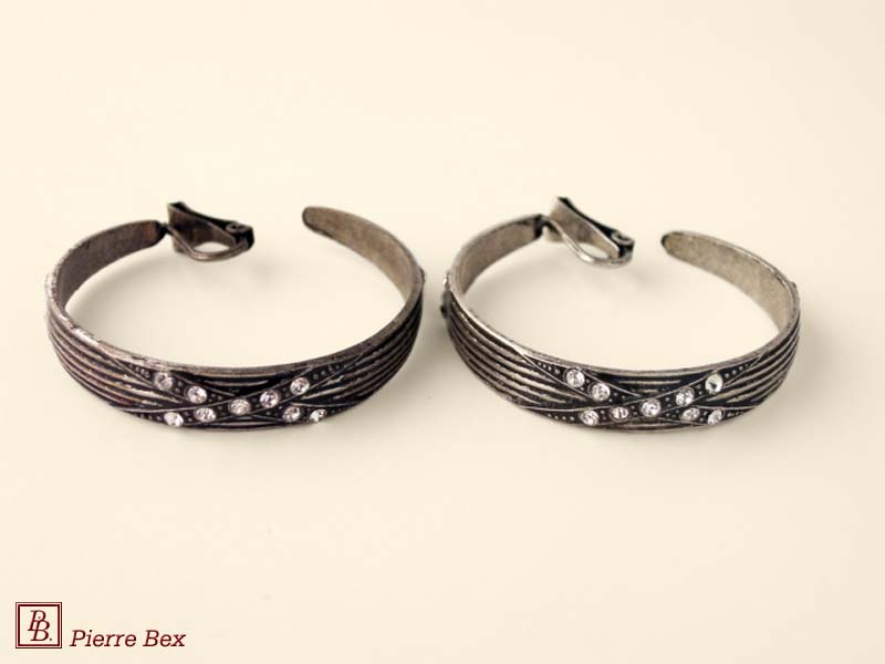 Pierre Bex Art-Deco creoles earclips rhinestones 45295-04