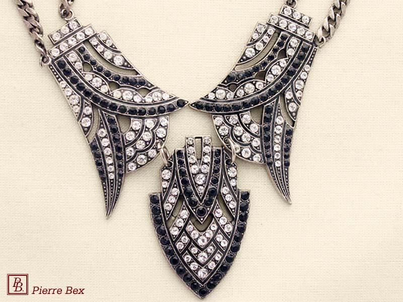 Pierre Bex Art-Deco Halskette mit Straß 45443-08