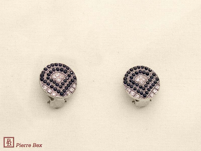 Pierre Bex Art-Deco earclips with rhinestones 45565-16