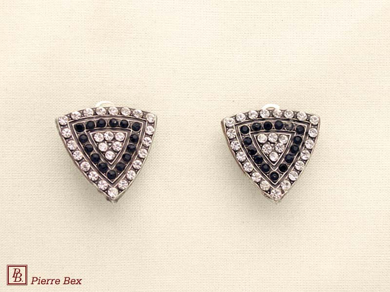 Pierre Bex Art-Deco earclips with rhinestones 45565-17