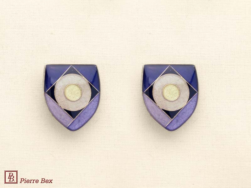 Pierre Bex Art-Deco Ohrklipse Email 48185-03