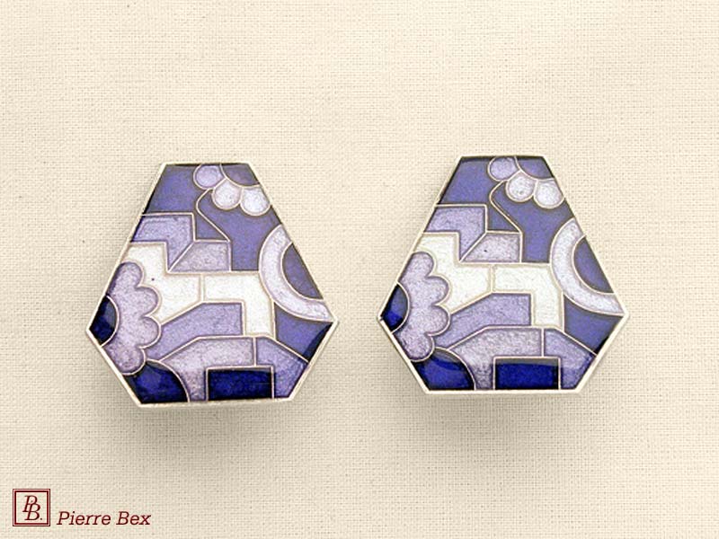 Pierre Bex Art-Deco Ohrklipse Email 48185-04