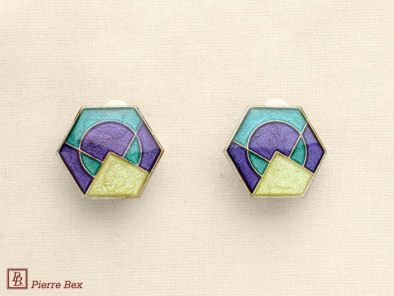 Pierre Bex Art-Deco Ohrklipse Email 48185-07