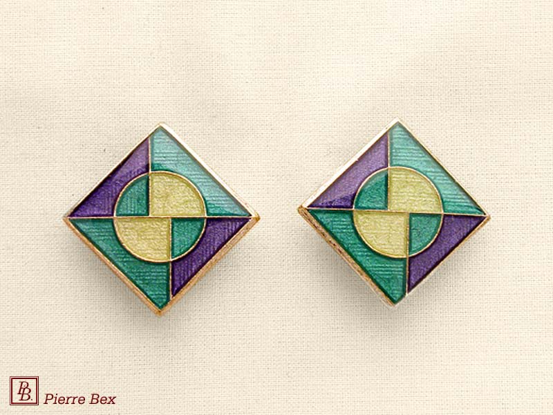 Pierre Bex Art-Deco Ohrklipse Email 48185-10