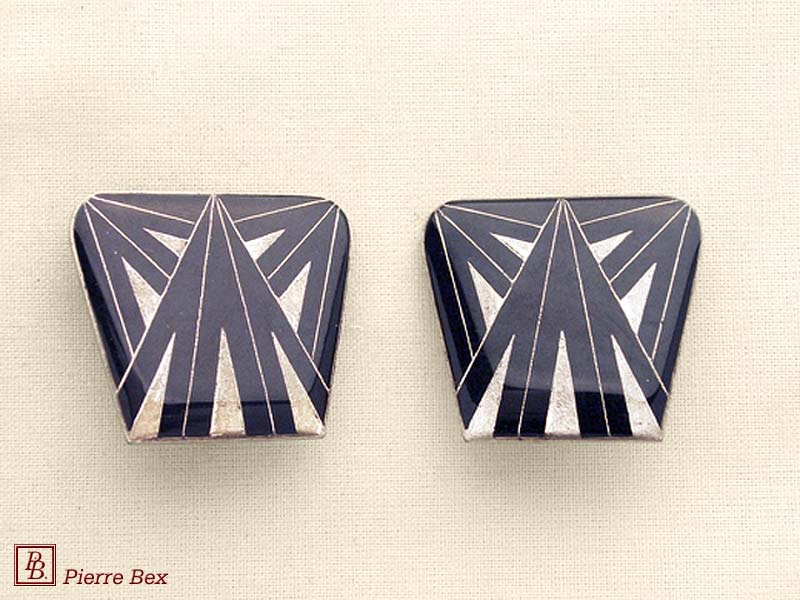 Pierre Bex Art-Deco Ohrklipse Email 48185-15