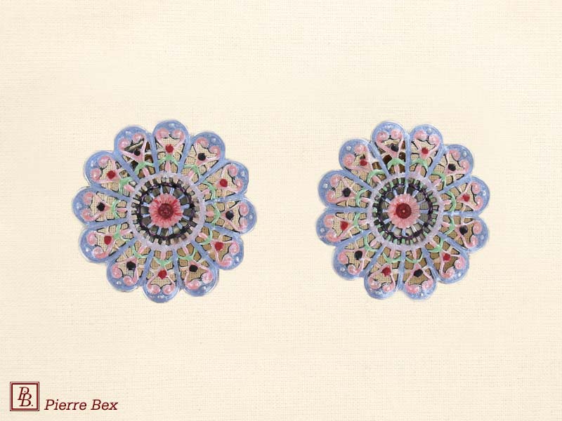 Pierre Bex Jugendstil Ohrklipse Filigree Email 48275-02